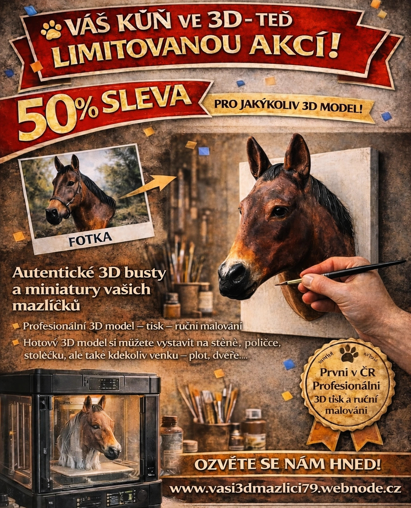 🎁 LIMITOVANÁ SLEVA 50% – Platí do ukončení akce!⏳✨ Váš mazlíček zaslouží víc než jen fotku! 📸